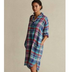 POLO Ralph Lauren Plaid Linen Shirt Dress